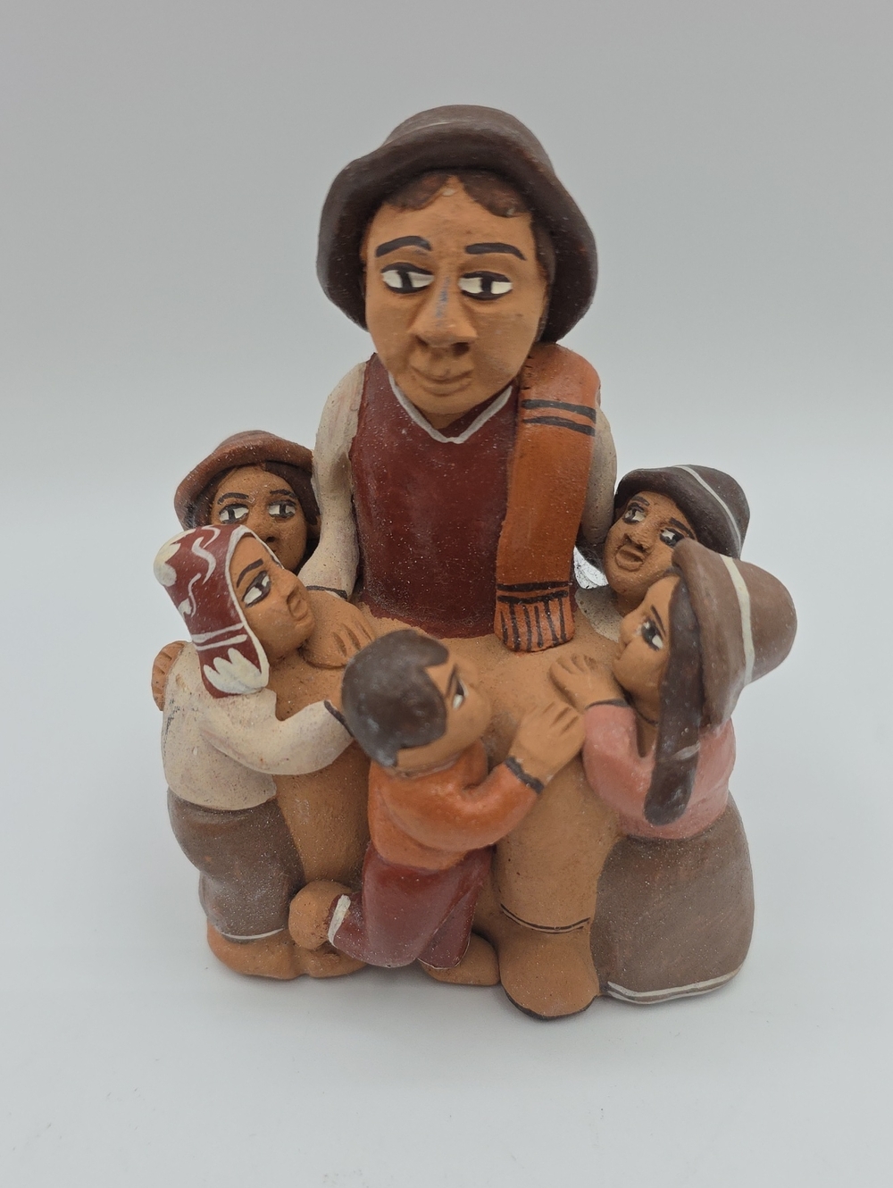 Peruvian Terra Cotta Mother & Children Whistle Sculpture Collectable